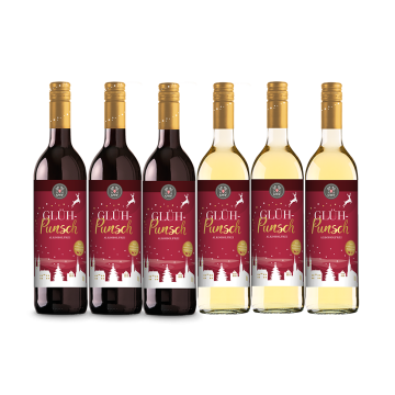 3 Flaschen Glühpunsch rot und 3 Flaschen Glühpunkt weiß